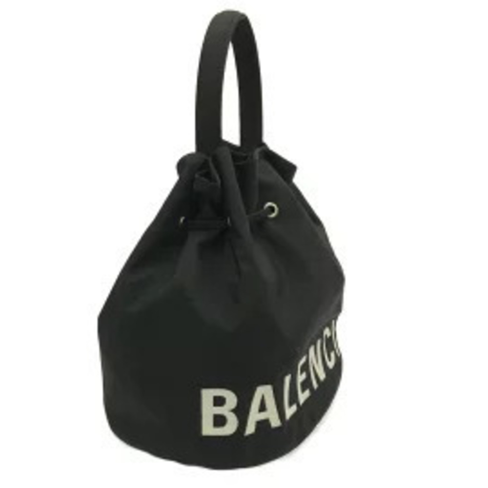Balenciaga Drawstring Bucket Handbag Embroidery Black